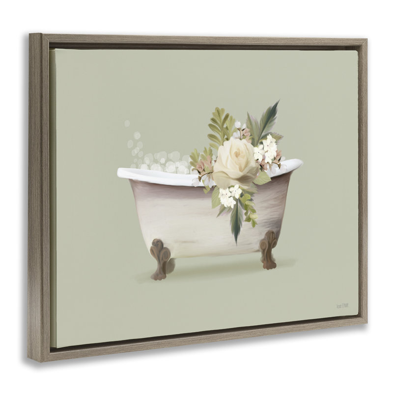  Art floral sur toile flottante avec encadrement floral par House Fenway, H 17 po x l 21 po, Cadre flottant orme Montalcino