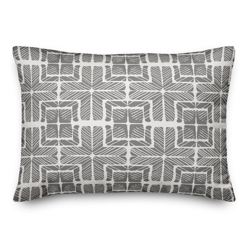  Coussin décoratif à carreaux en polyester pour l'intérieur et l'extérieur, H 14 po x l 20 po, Gris