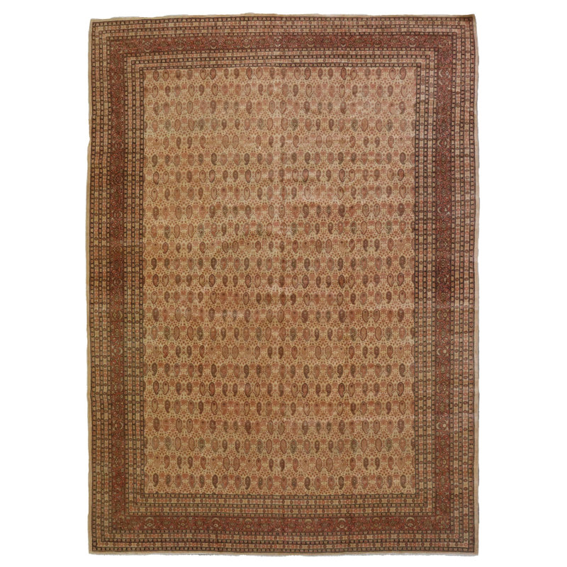Tapis rouge / beige 9 pi 10 po x 14 pi One-of-a-Kind Hereke