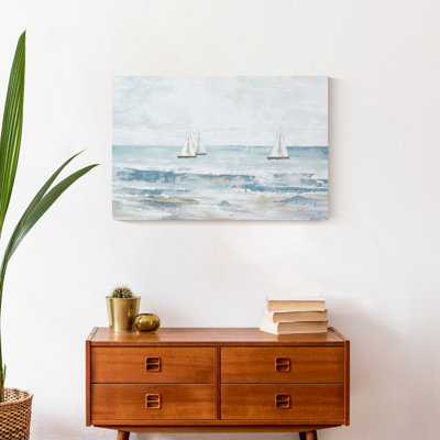 Paysage marin abstrait peint, reproduction sur toile tendue