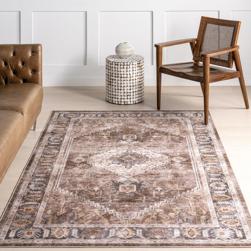 Tapis lavable à la machine Pr médaillon anti-dégâts, Rectangle 8 pi x 10 pi