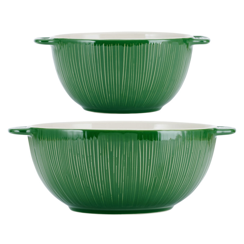 Fitz And Floyd Sicily Serving Bowls, Set Of 2, Green