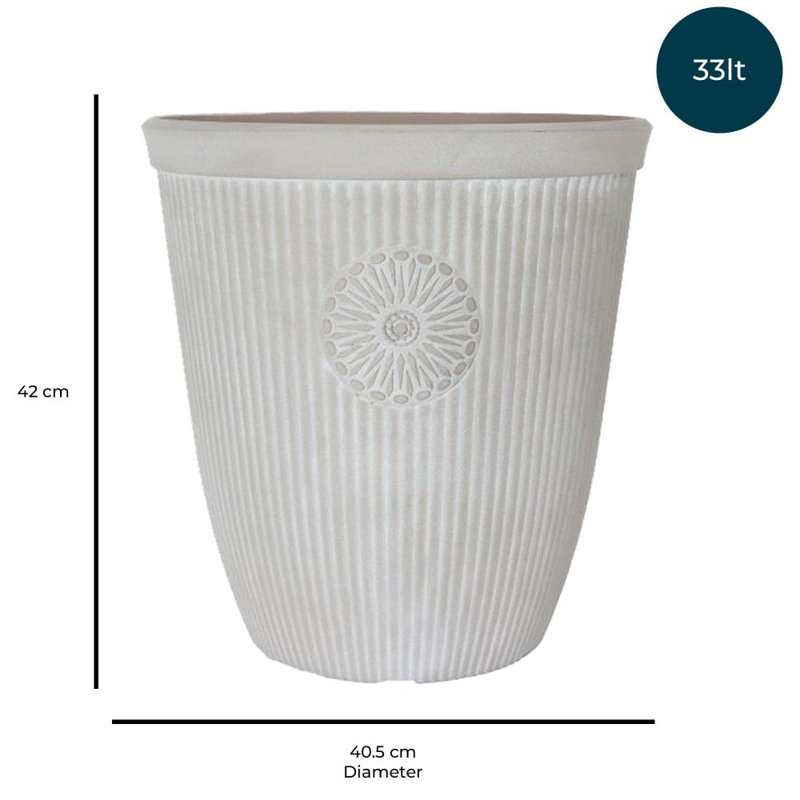 Tall Somerville Planter -  100% Recycled Plastic Plant Pot, White, 42cm H x 40.5cm W x 40.5cm D