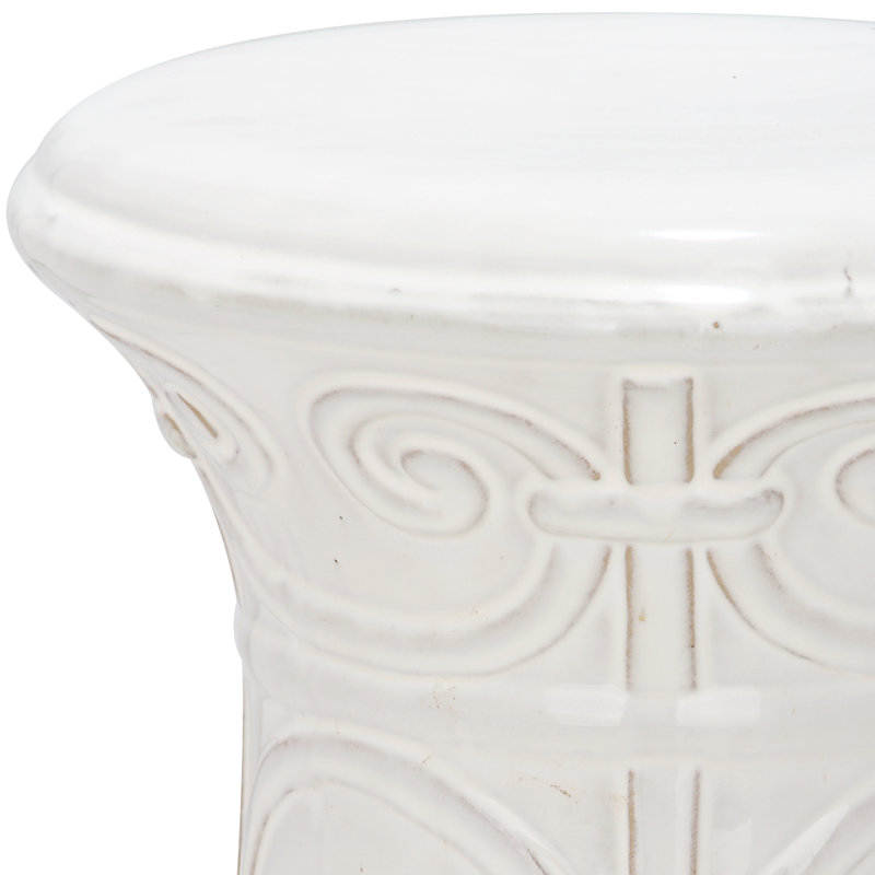 Jayesh Ceramic Accent Stool, White