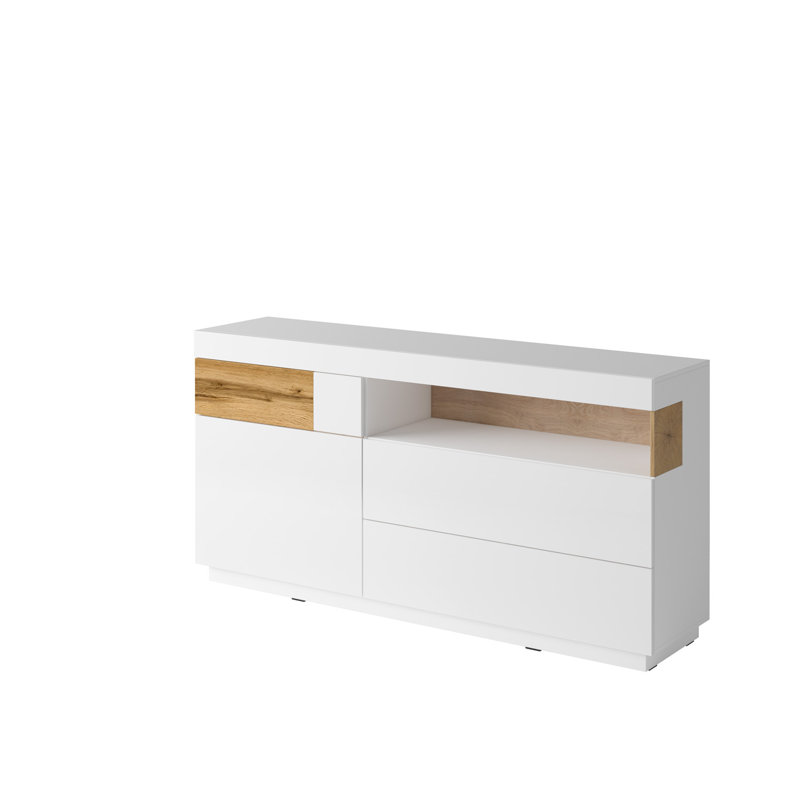 Holst 169cm Sideboard, White Gloss / Wotan Oak