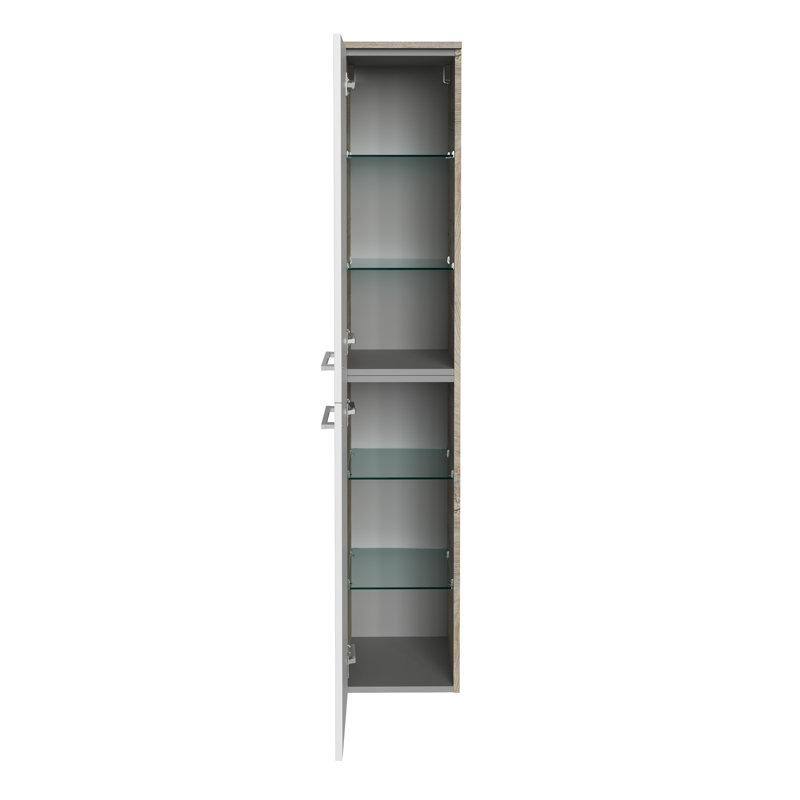 Wall Bathroom Cabinet, Left stop, Brown/White