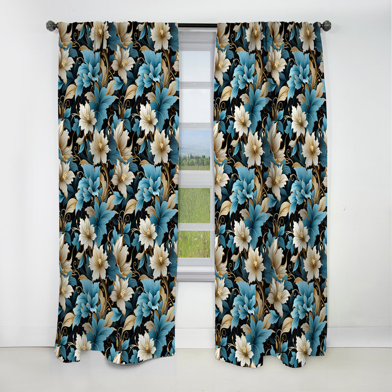 Rideau à motif floral motif cachemire Zen Tranquility II - 1 panneau, L 52 po x L 108 po