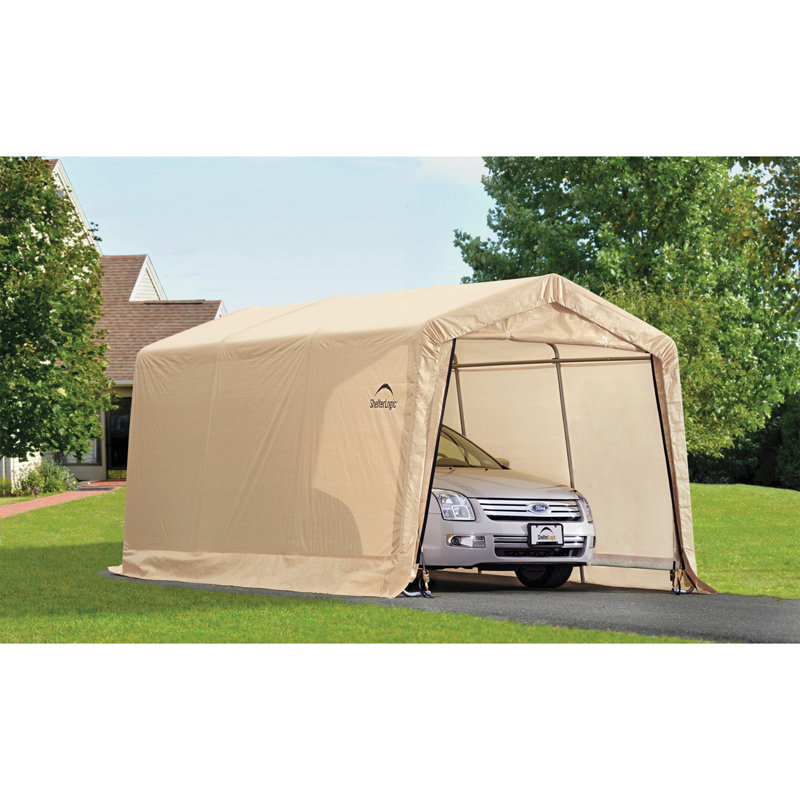 Sandstone 15' x 8' Portable Steel Frame Garage Canopy