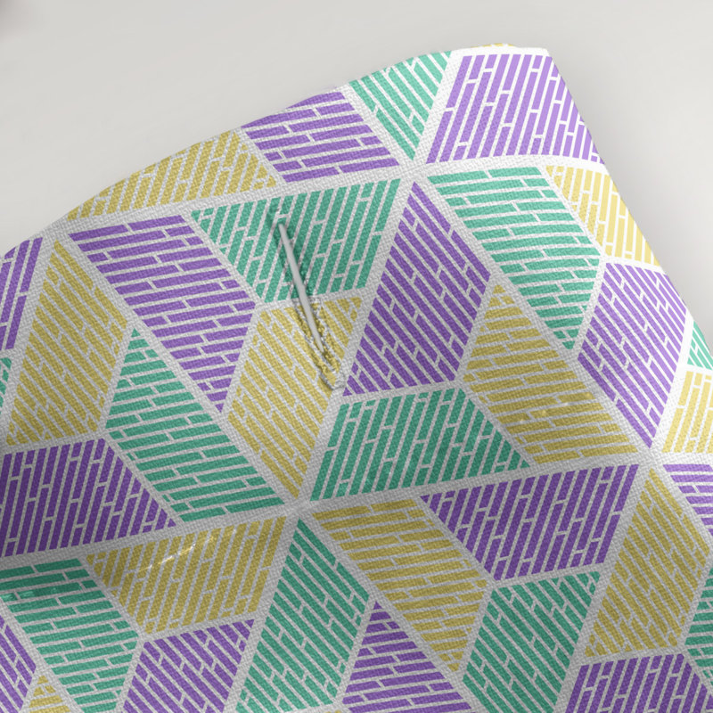 Rideau simple à deux trapézoïdes, Mauve / Vert / Jaune
