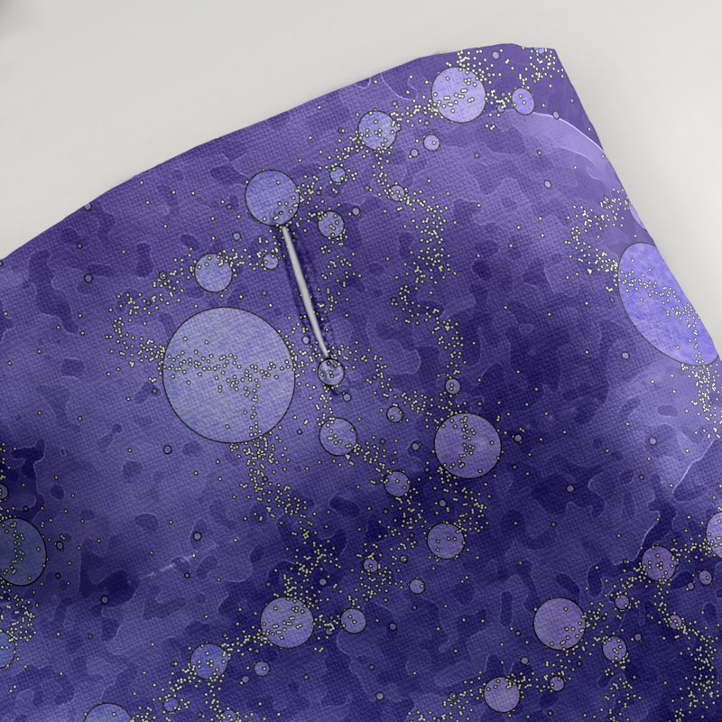 Rideau simple en planètes et étoiles, Bleu / dégradé mauve
