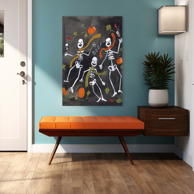 «Fall Dancing Skelton's Contemporary Fruit Art», H 48 po x l 32 po