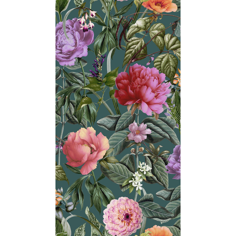 Rouleau de papier peint botanique L 33 pi x l 21 po, Bleu