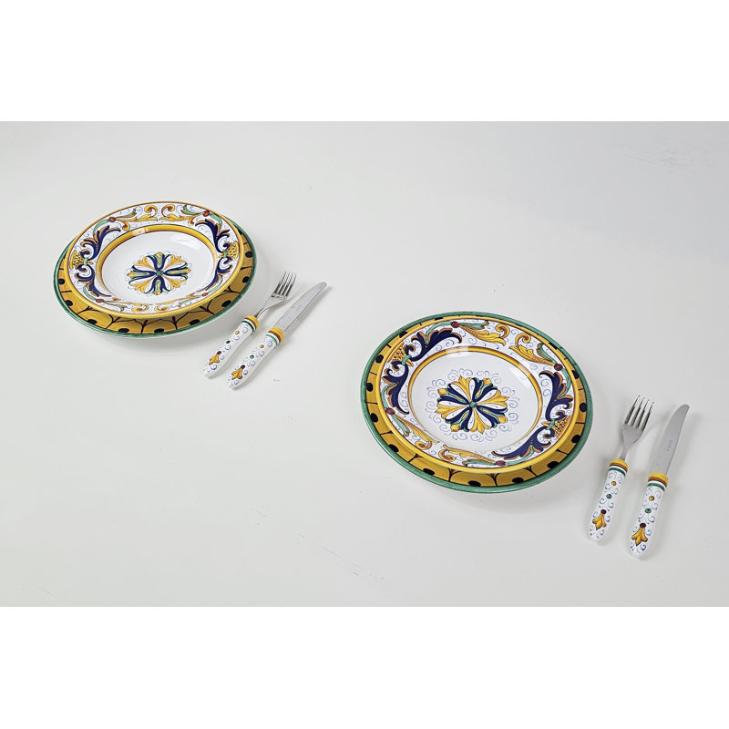 Deruta Handmade Ceramic Dinnerware Set 8 Piece - Service for 2