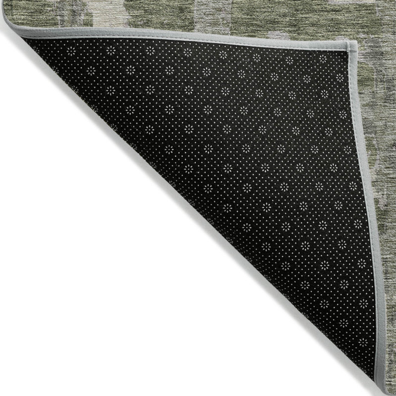Tapis extérieur lavable rayé vert olive et beige 9 pi x 12 pi