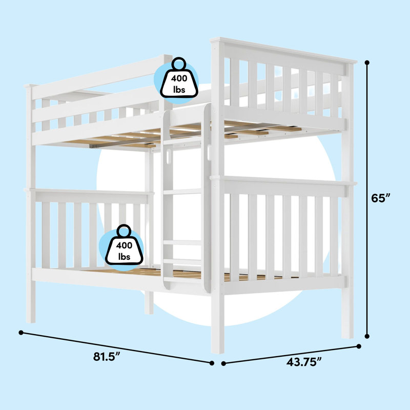 Aileana Kids Twin Over Twin Bunk Bed, White