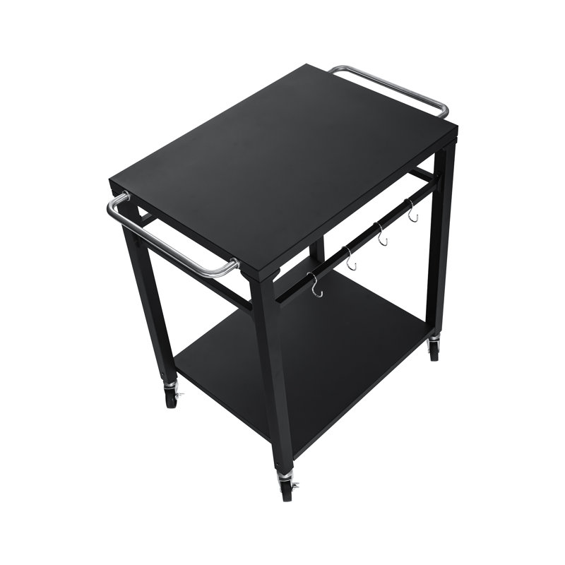 Jalbert 2-Tier Bar Cart with Lockable Wheels - Black