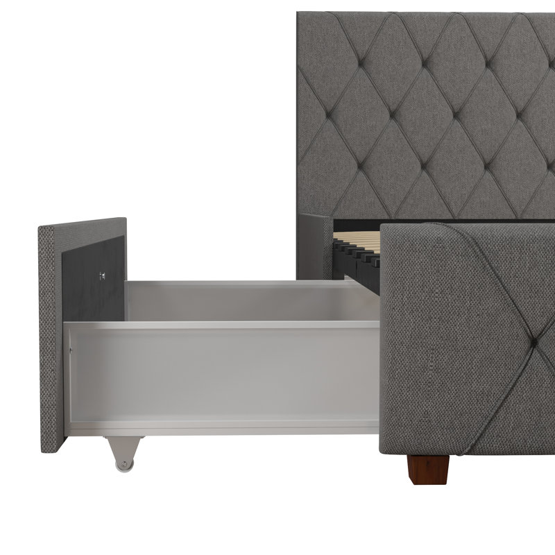 Upholstered Storage Bed, Grey, Double (4'6)
