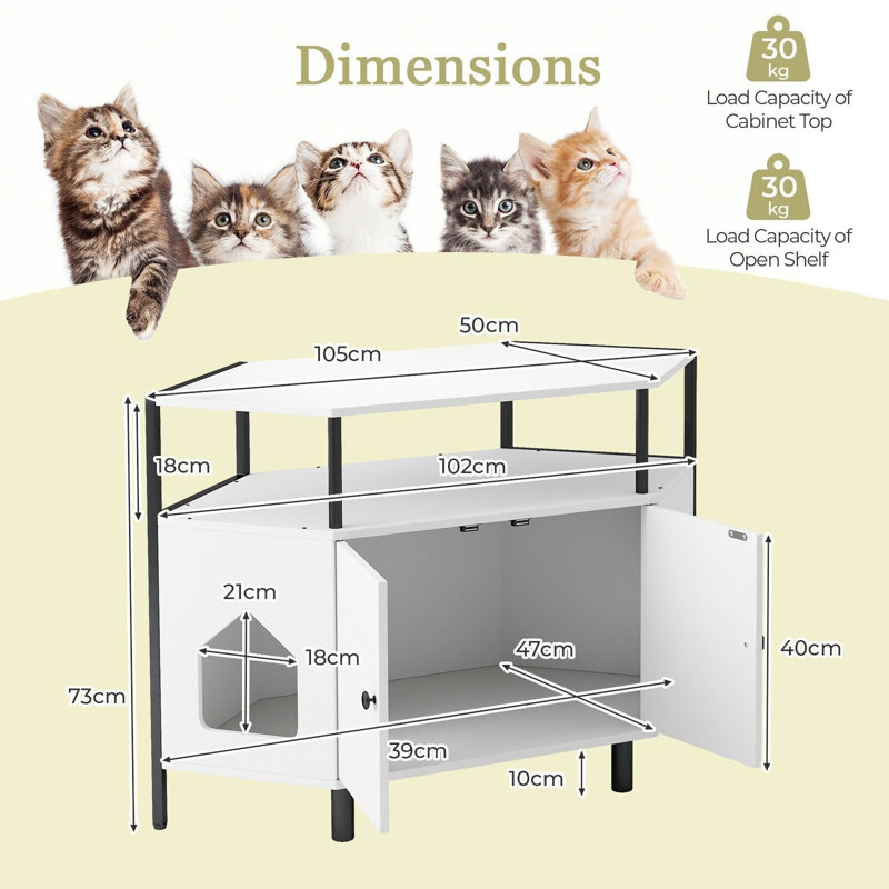 Adriah Litter Box Enclosure, White