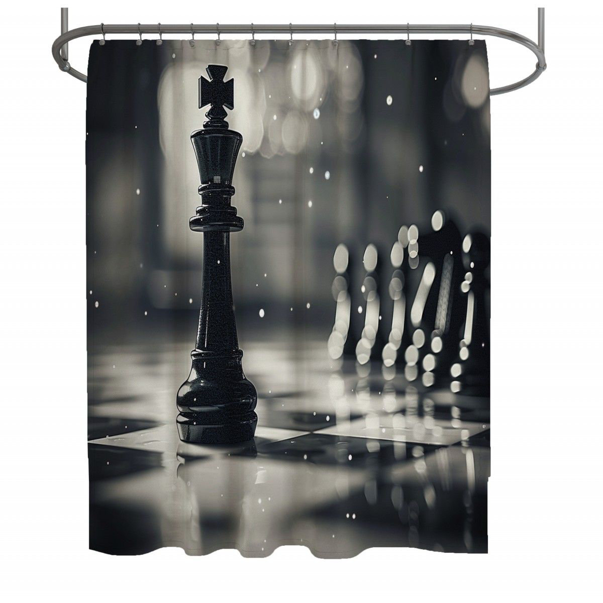 Chess Pattern Print Bathroom Shower Curtain