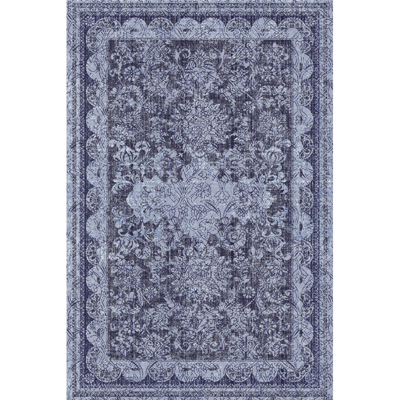 Tapis luxueux 100% polyester 5,2 x 7,5 pi, hauteur des poils de 0,4 po | Antibactérien, points antidérapants en PVC, lavable à la machine | Élégante impression numérique en 3D, parfaite pour le décor du salon et de la chambre à coucher