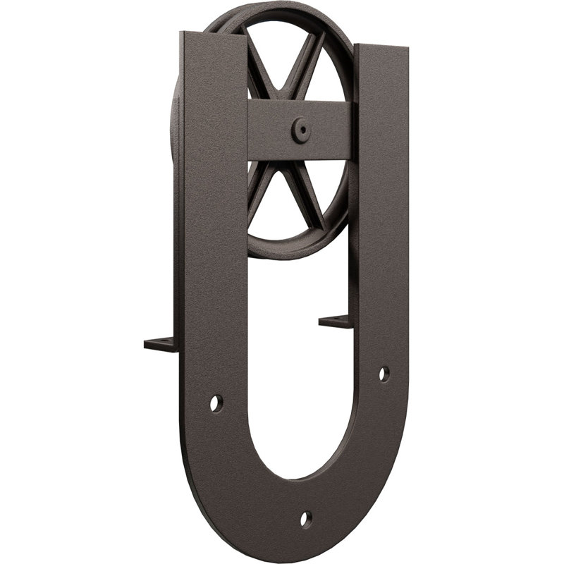 Ensemble de quincaillerie de porte de grange simple standard Premium Wagon Wheel Horseshoe Roller Hanger, Bronze texturé