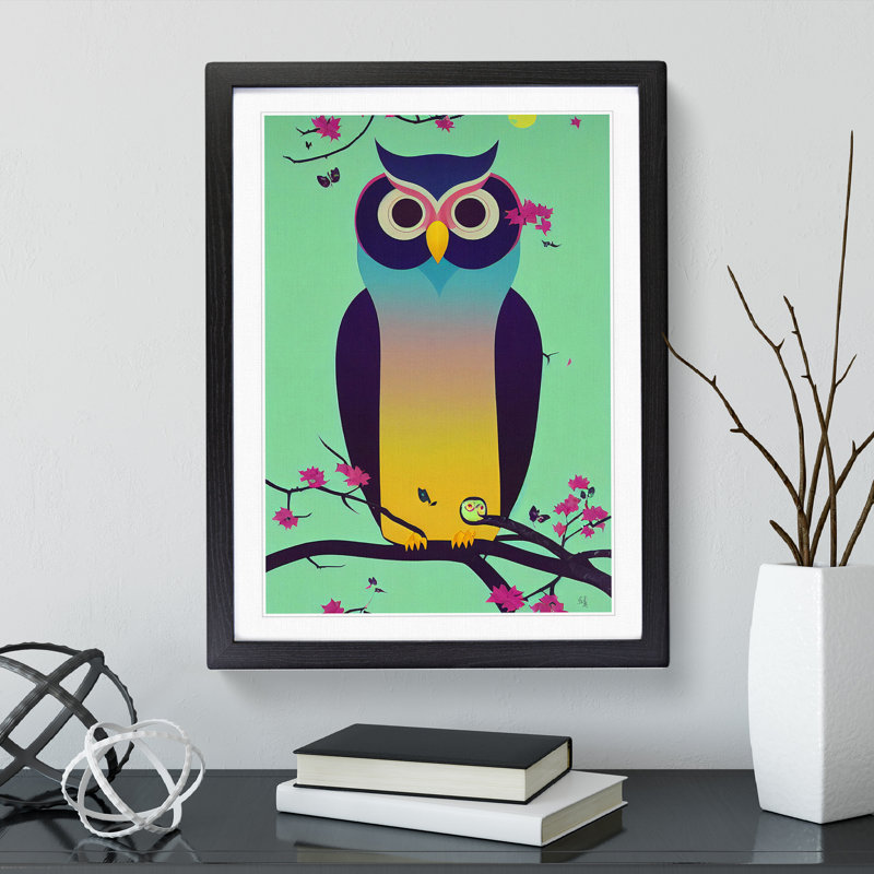 Owl - Framed Print, Black, 46cm H x 34cm W x 2cm D