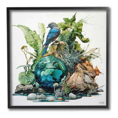 Bird with Forest Nature Framed Giclee Art by RB