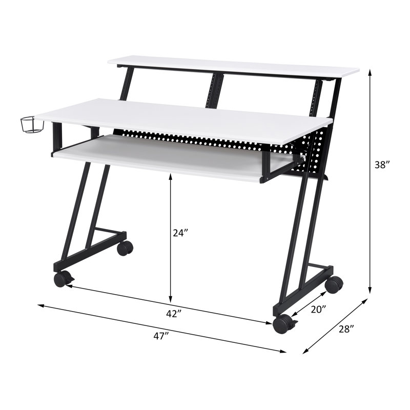 Gage Recording Studio Desk with Keyboard Tray & Metal Frame