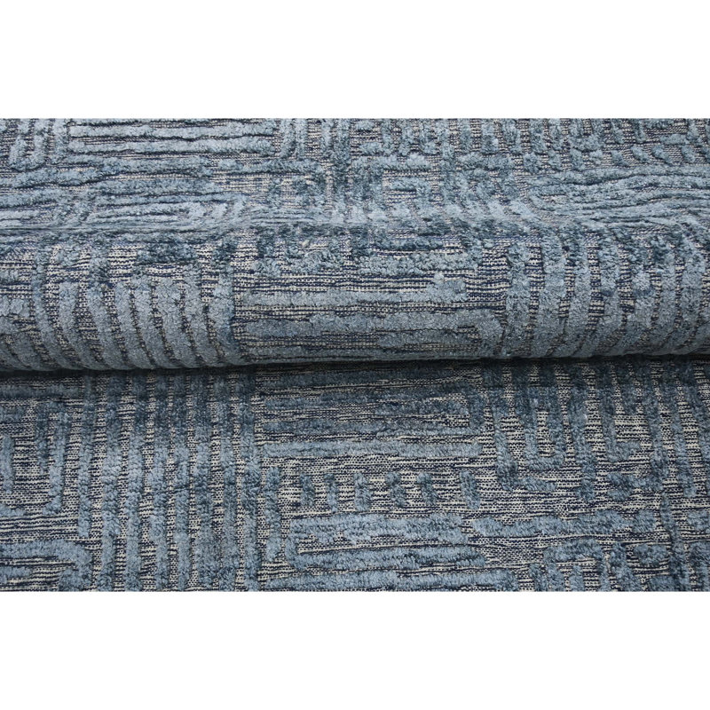 Patchwork Area Rug in Blue/Gray, Rectangle 6' x 9'
