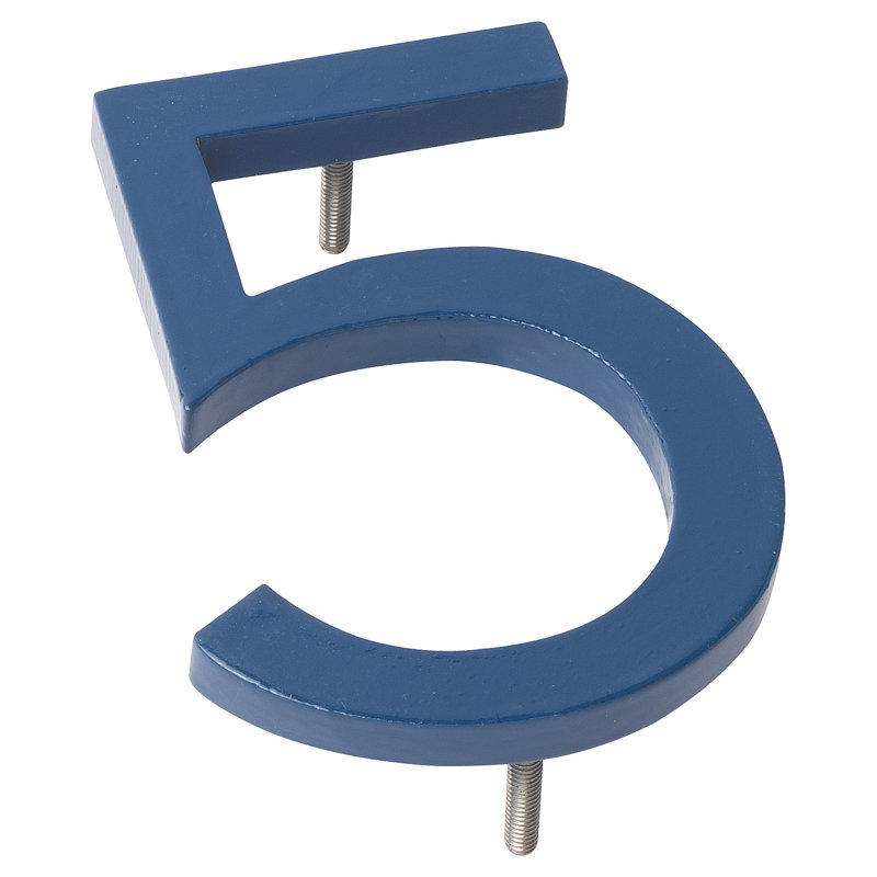 l 4 pi 5 po x Numéro de maison à fixation flottante, 5, Bleu mer