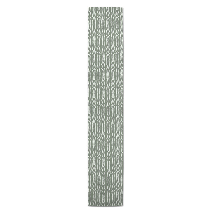 Chemin de table en losanges pointillé Nalston, 72 po x 16 po, Sauge vert, Géométrique 2