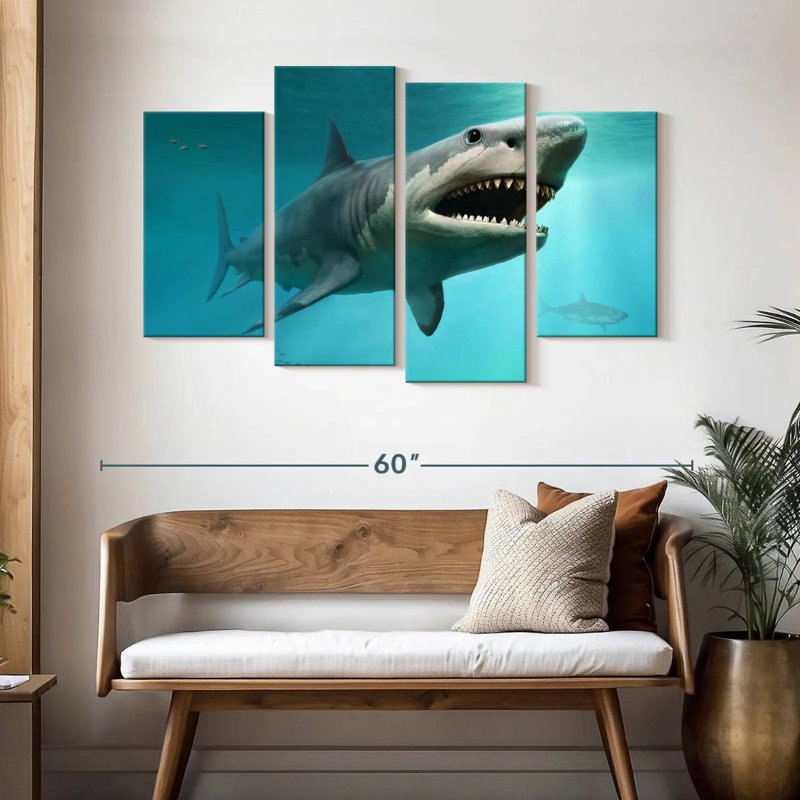 Brampt Extinct Megalodon Shark, 32" H x 52" W