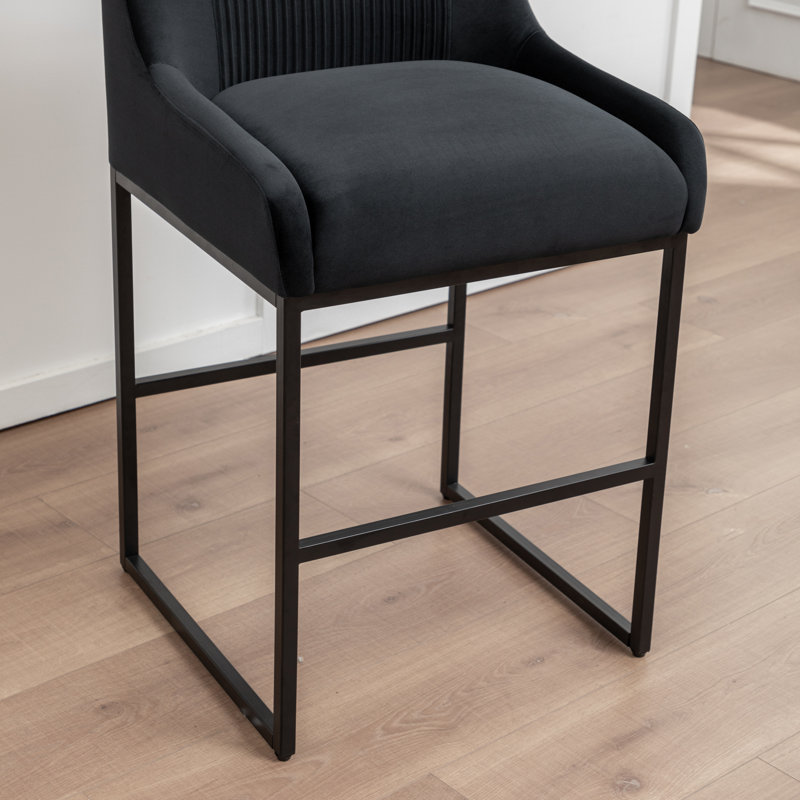 Tabouret de comptoir rembourré Charney, Noir