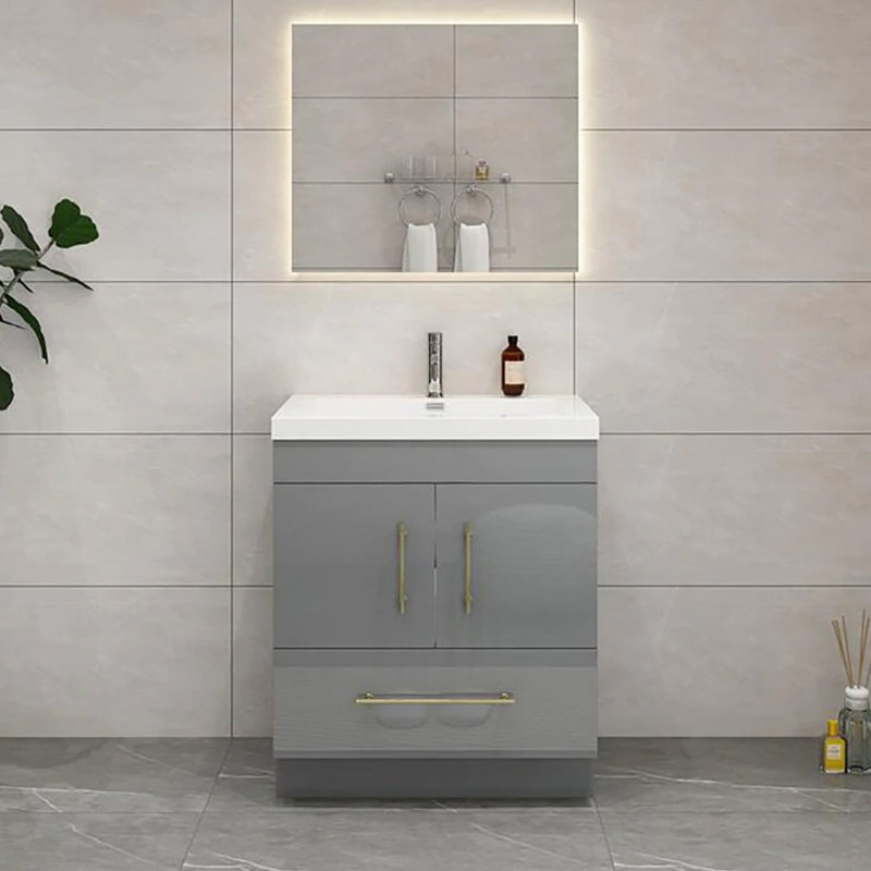 Ensemble de meuble-lavabo simple 30 po, Gris lustré
