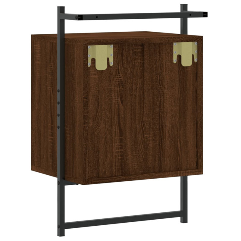 40cm W Manufactured Wood Bedside Table, Brown Oak
