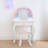 Aelicia Rainbow Unicorn Kids Vanity Table & Stool with Mirror