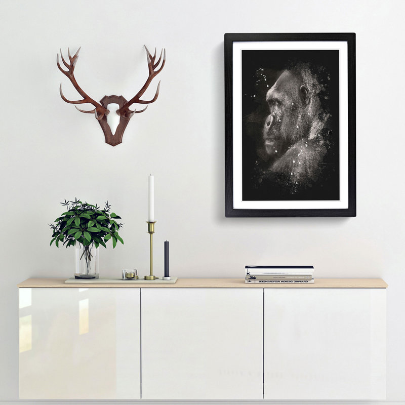 Silverback Gorilla - Picture Frame Graphic Art Print, 87cm H x 62cm W x 2cm D, Black Framed