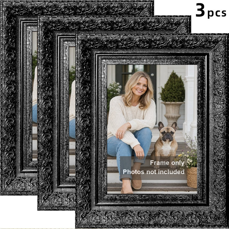 Cadre pour animal de compagnie 3 pièces 5 "x 7" noir 3 PCS, Noir, 3, L 5 po x H 7 po