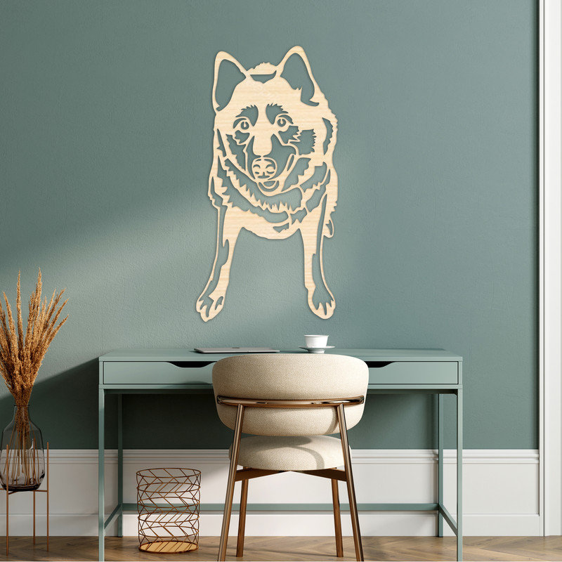 Art mural abstrait d'un chien - ACM, Noir, H 32 po x l 16,4 po x P 0,25 po