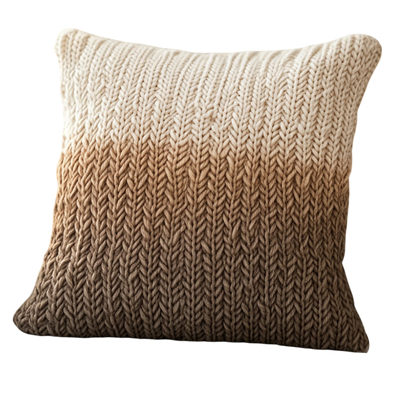 Oreiller en tricot côtelé Ombre