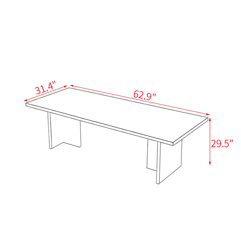 Table de salle à manger Ealon , H 29,5 po x L 62,9 po x l 31,4 po