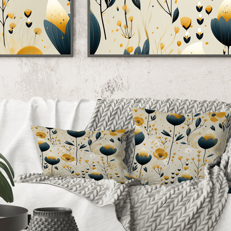 Motif floral sarcelle sarcelle - imprimé floral, H 16 po x l 16 po