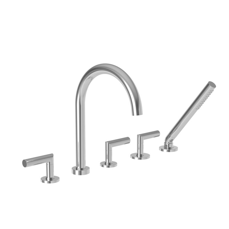 Pavani Bathroom Roman Tub Faucet with Handshower, Polished Chrome