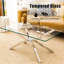 Table basse rectangulaire de 102 cm (40,21 po) en verre trempé transparent, de haute qualité, avec pattes en métal argenté. Idéale pour le bureau, cette table en verre rectangulaire est facile d'entretien et robuste, supportant les objets lourds. Son design moderne lui donne un style unique.