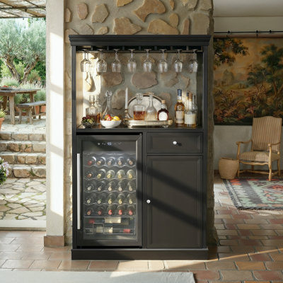 Armoire à vin 63 po avec réfrigérateur, tiroir et porte-verre H 63 po