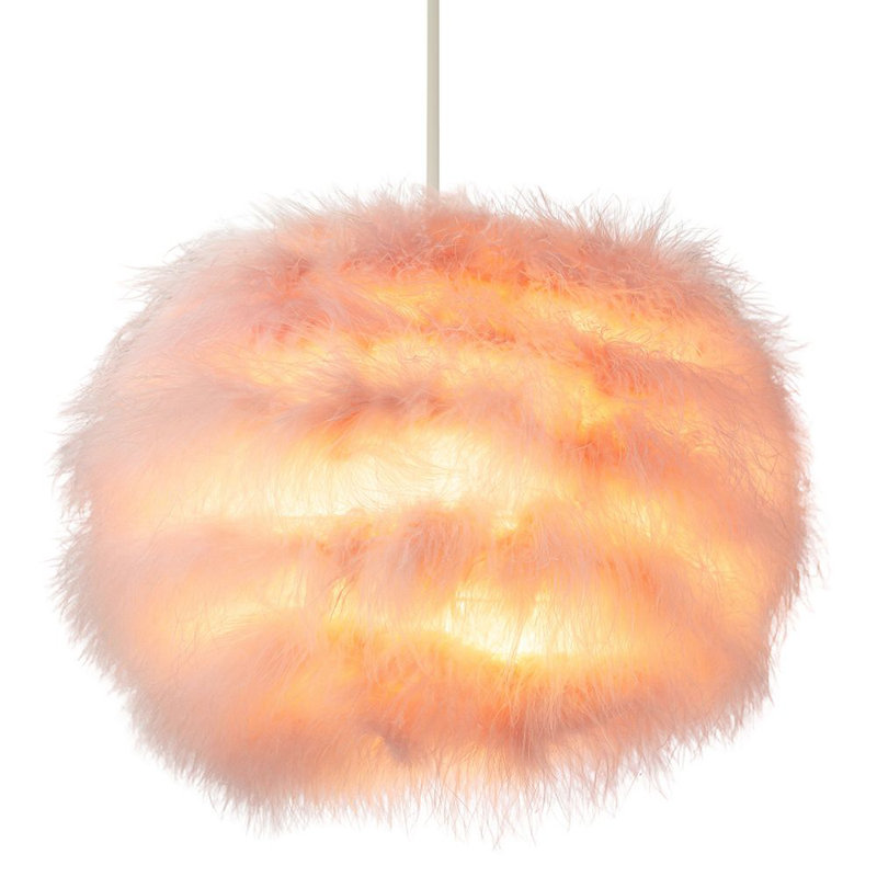 Modern and Distinctive Small Real Feather Decorated Pendant Light Shade, Pink