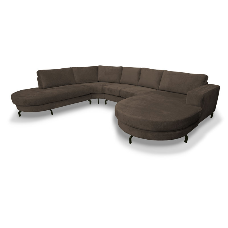 6 Seater Corner Sofa , Brown, Right Hand Facing