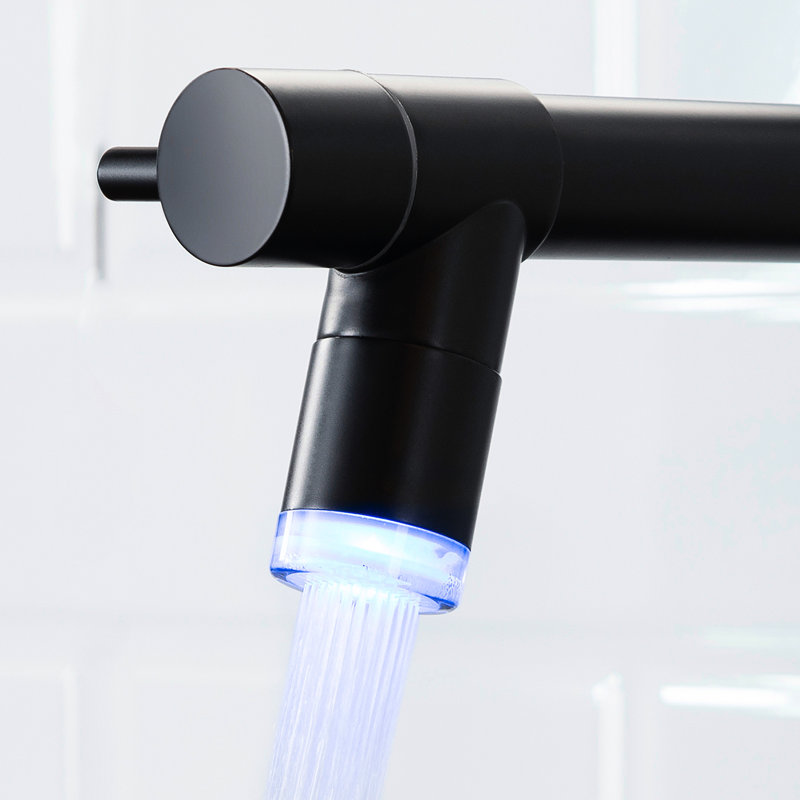 Contemporary Led Kitchen Faucet With Pull Down - Black, Single Handle, Versatile Options Black Sink , Lever, Quality