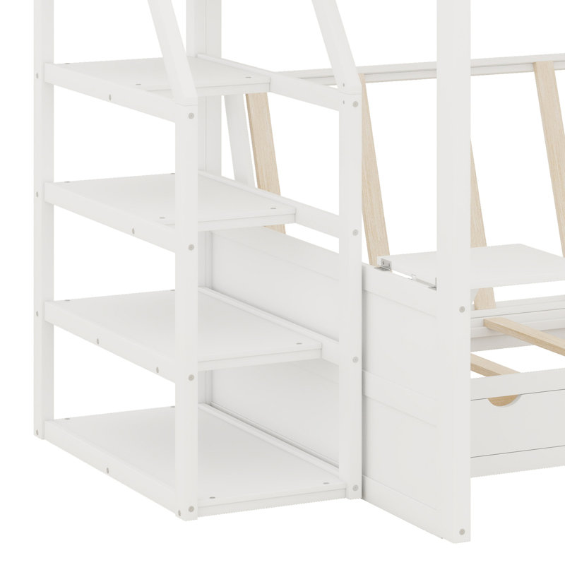 Convertible Bunk Bed With Storage Staircase, Bedside Table, And 3 Drawers