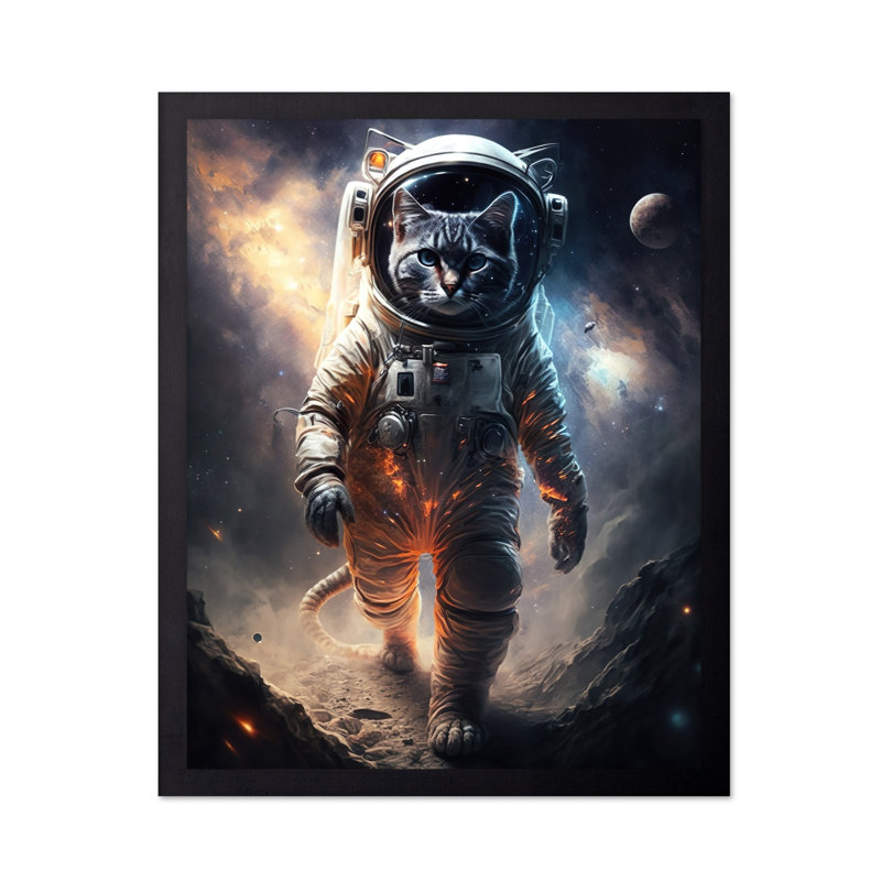 Chat astronaute, Unframed, Poster, 11"H x 14"W
